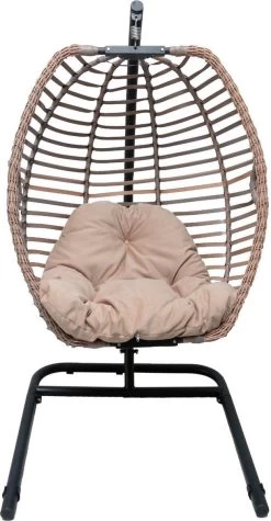 Pochon Home - Egg Hangstoel Met Standaard - Ergonomisch - Capuccino - Incl. Kussen - Egg Chair Binnen En Buiten