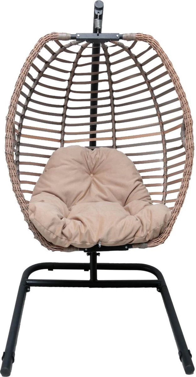 Pochon Home - Egg Hangstoel Met Standaard - Ergonomisch - Capuccino - Incl. Kussen - Egg Chair Binnen En Buiten