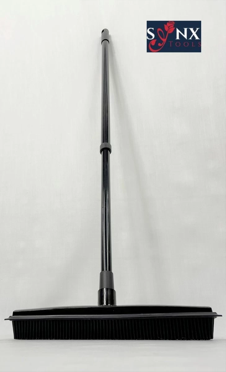 Synx Tools Zachte Bezem Rubberen Zwart 30cm Vloertrekker Binnen Bezem - Pet Hair Remover Bezems - Huisdierhaar Verwijderaar En Kappersbezem Met Steel - Vloertrekkers Met Bezemsteel - Vloertrekker Badkamer - 60/120 Cm Steel - Afbeelding 4