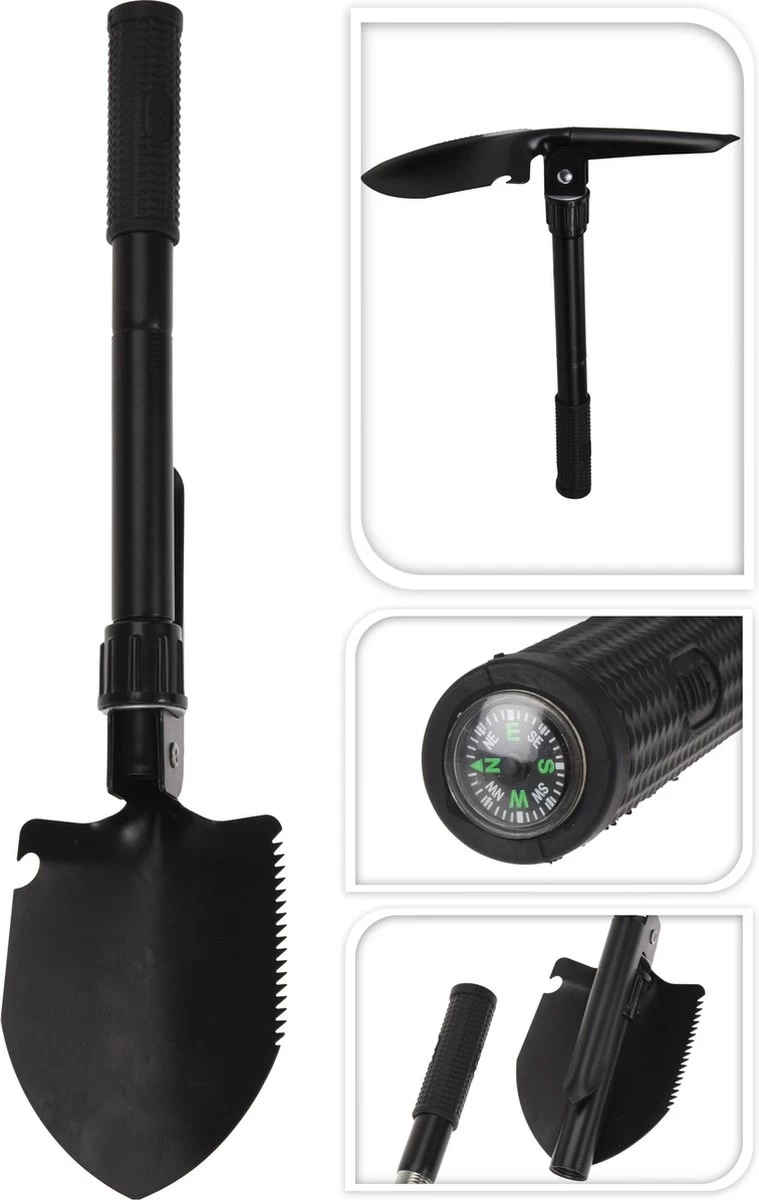 Kleine Klapschep/vouwschep Met Houweel En Hoes 41 X 13 Cm - Outdoor/survival Accessoires