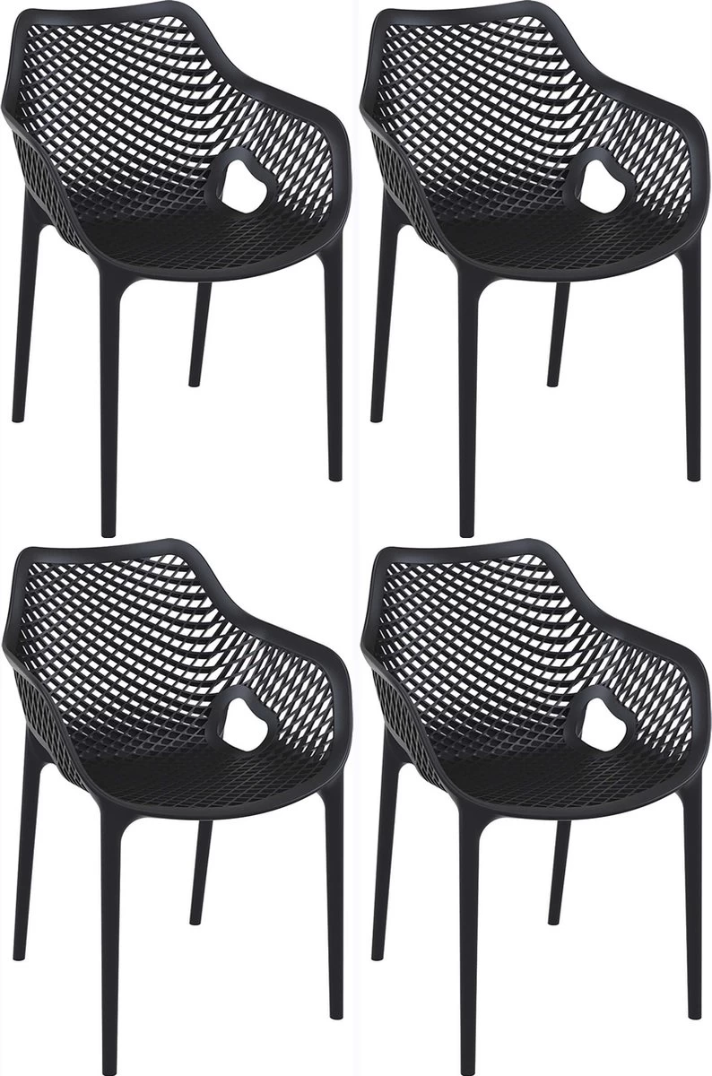 Air XL Stapelbare Tuinstoel Set Van 4 Stuks - Zwart - Afbeelding 2