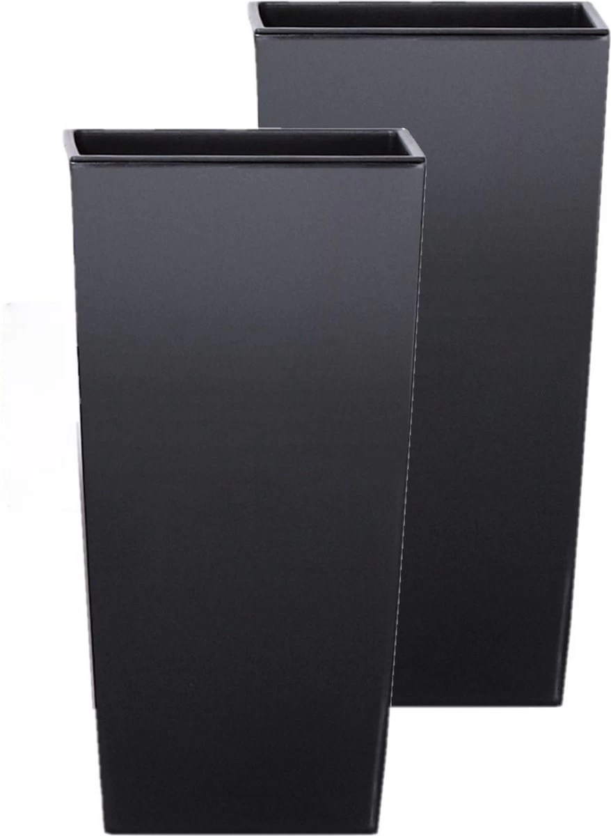 Prosperplast Kunststof Urbi Bloempot/plantenpot Met Binnenpot Antraciet 19 X 19 X 37 Cm - 5/11,4 Liter - Hoge Vierkante Bloempotten - Afbeelding 2