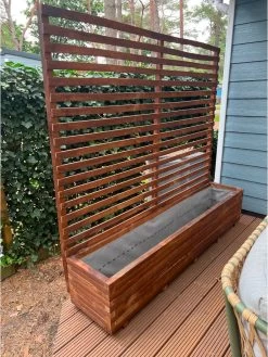 AMISHOUT - Plantenbak Met Klimrek 200x40x40 (180) Cm - Bruin