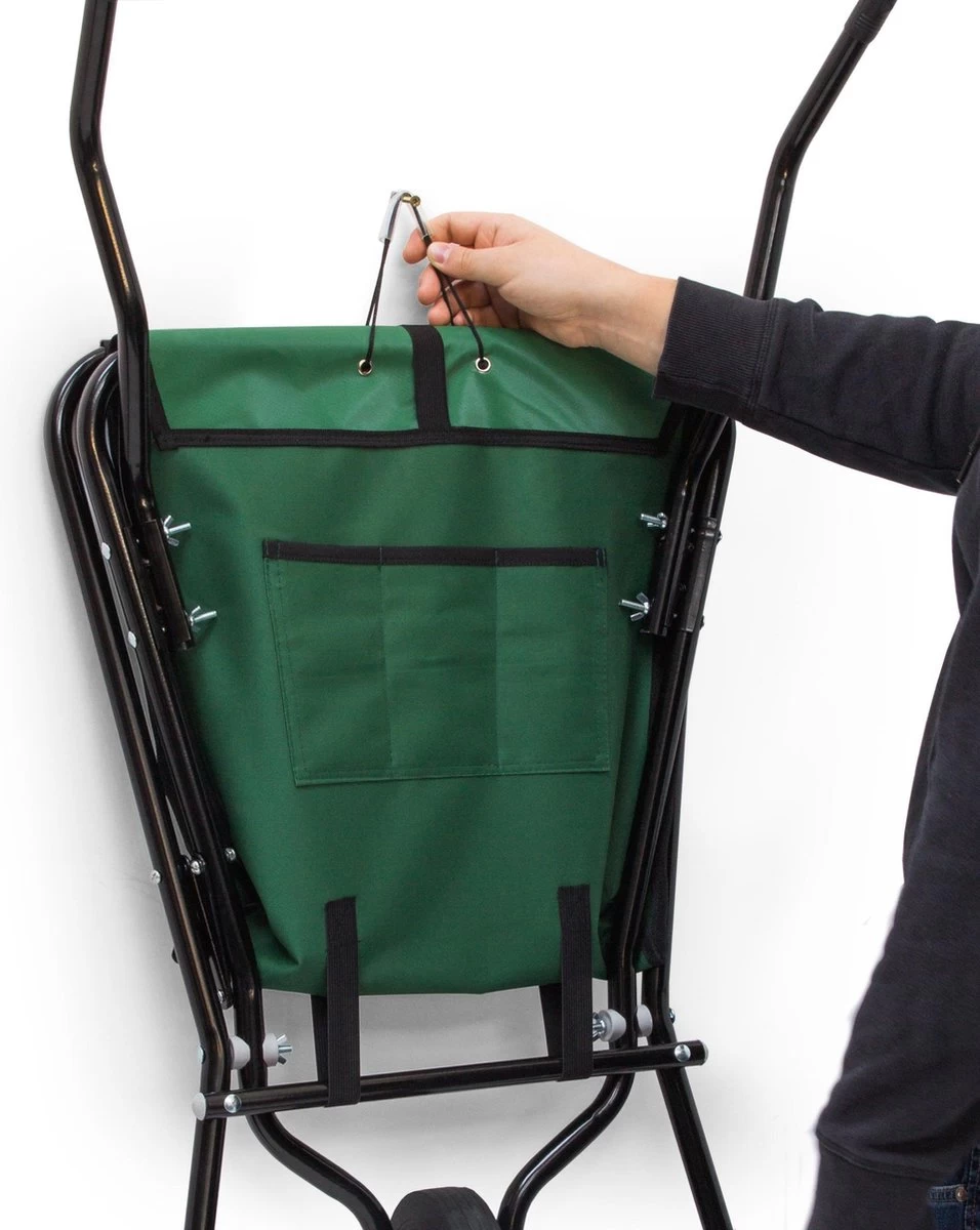 Relaxdays Kruiwagen Opvouwbaar - Inklapbare Tuinwagen - Vouwkruiwagen - Groen - 50 L - Afbeelding 2